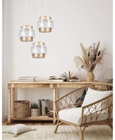 Luster na lanku GABI 3xE27/60W/230V zlatá/biela pr. 45 cm