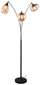 Čierno-oranžová stojacia lampa so skleneným tienidlom (výška 200 cm) Lumina – Trio