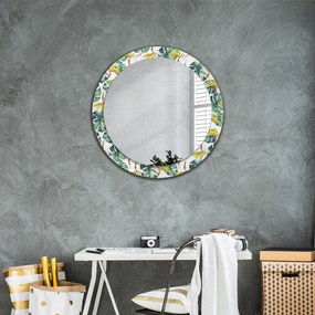 Okrúhle ozdobné zrkadlo Tropické listy fi 80 cm