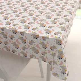 Biante Detský bavlnený obdĺžnikový obrus Sandra SA-562 Spiace jednorožce medzi hviezdičkami na bielom 100x140 cm