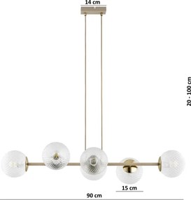 Brilagi - Závesný luster na lane STELLA 6xE27/60W/230V béžová/zlatá