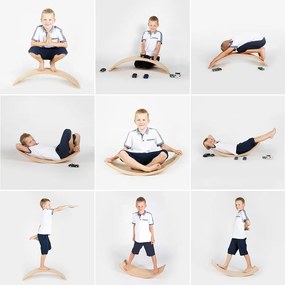 Balančná doska z borovicového dreva v prírodnej farbe 80x30x18 cm Montessori – Meowbaby