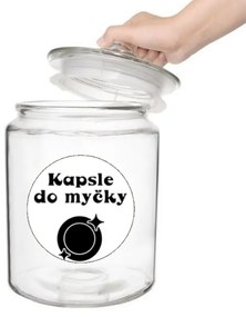 Štítok / nálepka do kuchyne s obrázkom taniera - Kapsuly do umývačky riadu Farba písma: Čierne na bielom