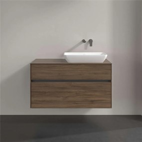 VILLEROY &amp; BOCH Collaro závesná skrinka pod umývadlo na dosku (umývadlo vpravo), 2 zásuvky, s LED osvetlením, 1000 x 500 x 548 mm, Arizona Oak, C111B0VH