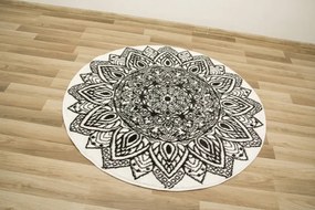 Koberec Lima G754A mandala, biely / čierny kruh