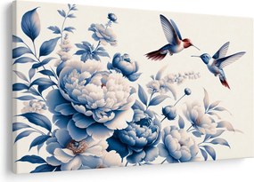 Obraz - Kolibríky nad kvetinou (90x60 cm)