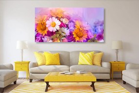 Obraz olejomaľba farebných kvetov Varianta: 100x50