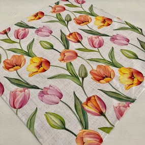 Stredový obrus od 65x65 cm Tulipány 90 x 90 cm