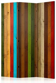 Paraván - Wooden rainbow [Room Dividers] Veľkosť: 135x172, Verzia: Akustický
