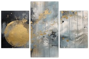 Obraz - Abstrakcia so zlatou guľou (90x60 cm)