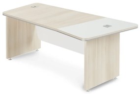 Rohový stôl TopOffice Premium 203,2 x 102,7 cm, pravý, agát svetlý / biela