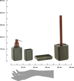 Sada kúpeľňových doplnkov Salva, olivová/s drevenými prvkami