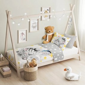 Posteľné obliečky do detskej postieľky so zebrou a medvedíkom koalou - 100% bavlna - zips - 100 × 135 cm + 40 × 60 cm