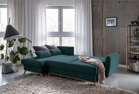 Tyrkysovomodrá rozkladacia rohová pohovka Miuform Scandic Lagom, ľavý roh