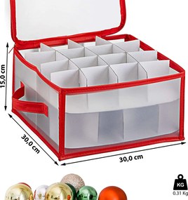 usporadejto.cz Vianočný úložný box na gule, ozdoby a vianočné dekorácie, 32 kusov