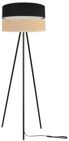 Podlahová lampa JUTA, 1x jutové/čierne textilné tienidlo, M, B