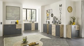 Komoda s 2 zásuvkami Bacalar, dub viking/sivá