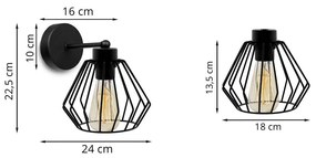 Nástenné svietidlo NUVOLA 3, 1x čierne drôtené tienidlo