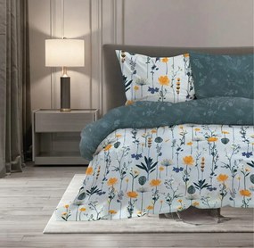 Bavlněné saténové povlečení Elegant 013 160x200 + 2x 70x80 šedé/tyrkysové