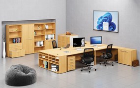 Kombinovaná kancelárska skriňa PRIMO WOOD, nízke dvere, 800 x 500 x 1781 mm, buk