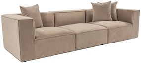 Trojmiestna pohovka Sora s rámom zo 100% hrabového dreva 325 x 102 cm, kapučínová