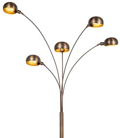 Dizajnová stojaca lampa tmavo bronzová so zlatom 5-svetlo - Sixties Marmo