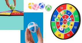 Hra s terčom na hod do terča so samolepiacimi guľôčkami