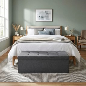 ModernHome Prešívaný úložný box puf 111x38 cm - tmavosivá ModernHome