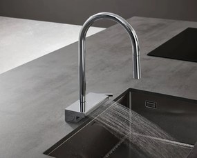 Hansgrohe M81, drezová batéria Aquno Select s výsuvnou koncovkou a plochým sprchovým prúdom, chrómová, HAN-73837000