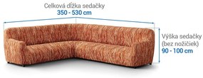 Bielastické poťahy UNIVERSO NOVÉ žíhané tehlové rohová sedačka (š. 350 - 530 cm)