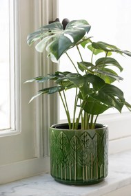 Umělá monstera v květináči zelená – 12,5*11,5*43 cm