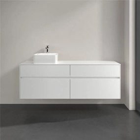 VILLEROY &amp; BOCH Collaro závesná skrinka pod umývadlo na dosku (umývadlo vľavo), 4 zásuvky, 1600 x 500 x 548 mm, White Matt, C05000MS