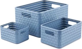 Rotho Plastový košík COUNTRY, rovný, modrý (18l - 37x28x19)