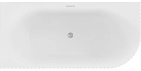 Mexen Gia, voľne stojaca rohová vaňa, drážkovaná, ľavá, 150 x 75 cm, biela matná, brúsená oceľ, 52701507501L-97