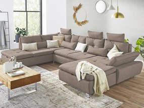 Sedacia súprava Madeira 3B, svetlo hnedá látka, tvar ľavé U