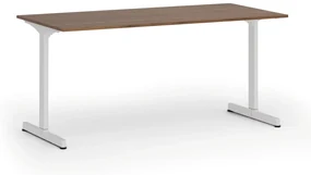 Kancelársky stôl PRIMO BETA, 1600 x 800 mm, biela podnož, orech