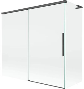 Mexen Rox, L posuvná 2-krídlová vaňová zástena 170 + 80 x 150 cm, 8mm číre sklo, brúsený grafit profil, 8C9L-170-080-66-00