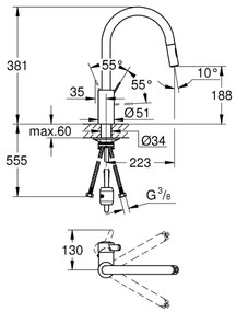 GROHE 31481001 - Drezová batéria EUROSMART COSMOPOLITAN lesklý chróm
