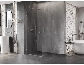 Mexen Lunar-B, výklopný sprchový kút ľavý 100 x 100 cm, 8mm číre sklo, oceľový profil, 832-100-100-97-00-L