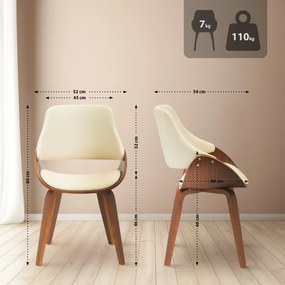 Sada 2 ks jedálenskej stoličky Vangale - orech/krémová