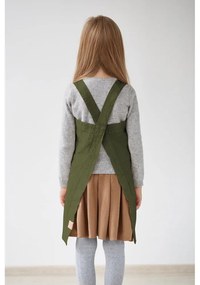 Detská tmavozelená ľanová zástera Linen Tales Pinafore, 60 x 34 cm