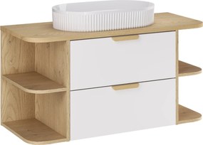 Comad Kúpeľňová skrinka s doskovými umývadlami set Aster White 100 biela/dub cremona