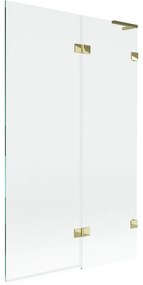 Mexen Lunar L, 2-krídlová vaňová zástena pravá 110 x 150 cm, číre sklo, zlatá lesklá, 897L-110-100-50-00-P