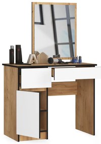 Toaletný stolík so zrkadlom CLP P-2/SL ľavý, dub craft / biely