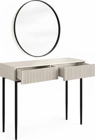 Toaletný stolík Nicole so zrkadlom 80 cm - kašmírová / čierna