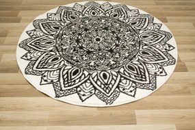 Koberec Lima G754A mandala, biely / čierny kruh
