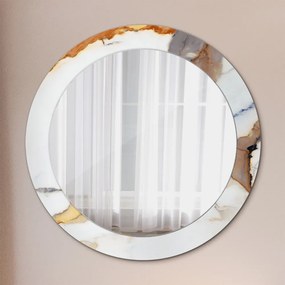 Okrúhle zrkadlo s potlačou Biely mramor fi 70 cm