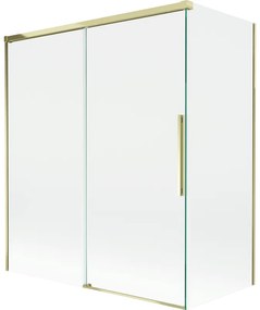Mexen Rox, 2-krídlová posuvná vaňová zástena 140 + 70 x 150 cm, 8mm číre sklo, zlatý lesklý profil, 8C9-140-070-50-00