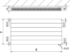 Mexen, Panelový radiátor Mexen Line CVL21 600 x 700 mm, spodné pripojenie, 847 W, biely - W621L-060-070-00