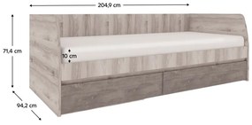 Jednolôžková posteľ  90 JESS (gaštan nairobi + onyx) (s roštom). Vlastná spoľahlivá doprava až k Vám domov. 1091587